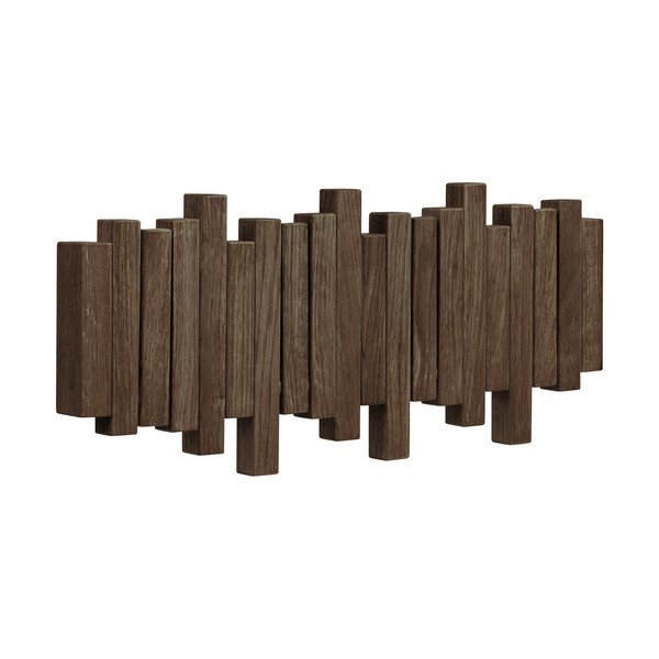 Tamsiai rudos spalvos iš ąžuolo masyvo sieninė lentyna 40 cm Caltra – House Nordic-image-3