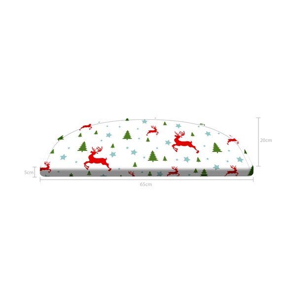 16 raudonos/baltos spalvos laiptų kilimų rinkinys Christmas Deer and Tree - Vitaus, 65x20 cm-image-4