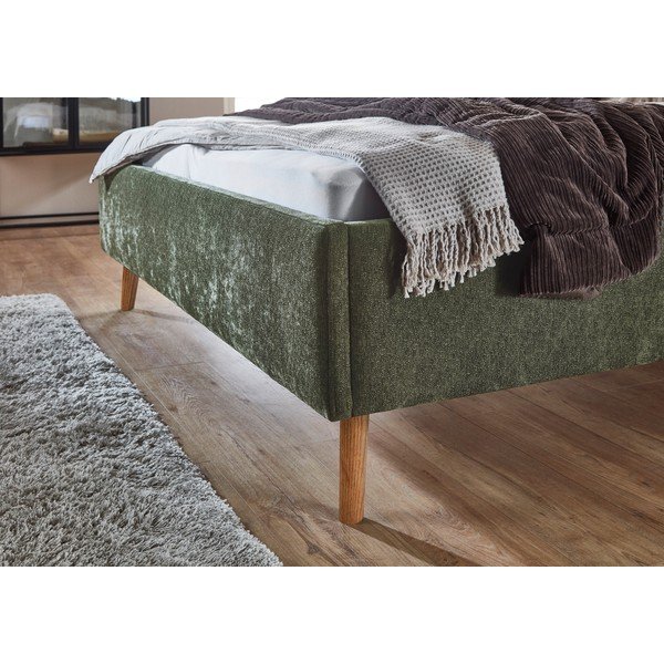 Khaki spalvos dvigulė lova audiniu dengta su sandėliavimo vieta su lovos grotelėmis 180x200 cm Nova – Meise Möbel-image-4