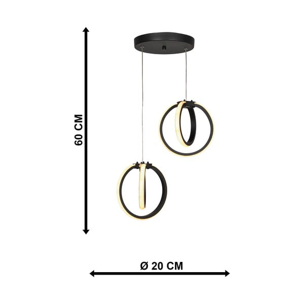 Juodos spalvos iš metalo kabantis šviestuvas LED ø 20 cm Sezen – Squid Lighting-image-4