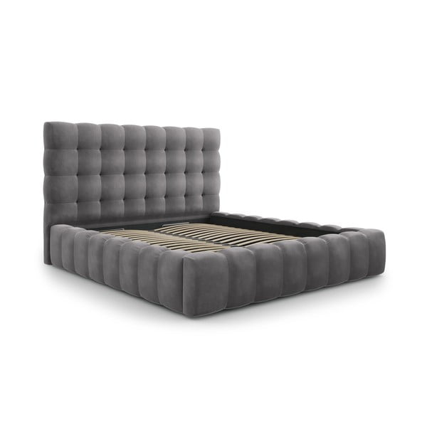 Dvigulė lova pilkos spalvos audiniu dengta su sandėliavimo vieta su lovos grotelėmis 180x200 cm Bali – Cosmopolitan Design