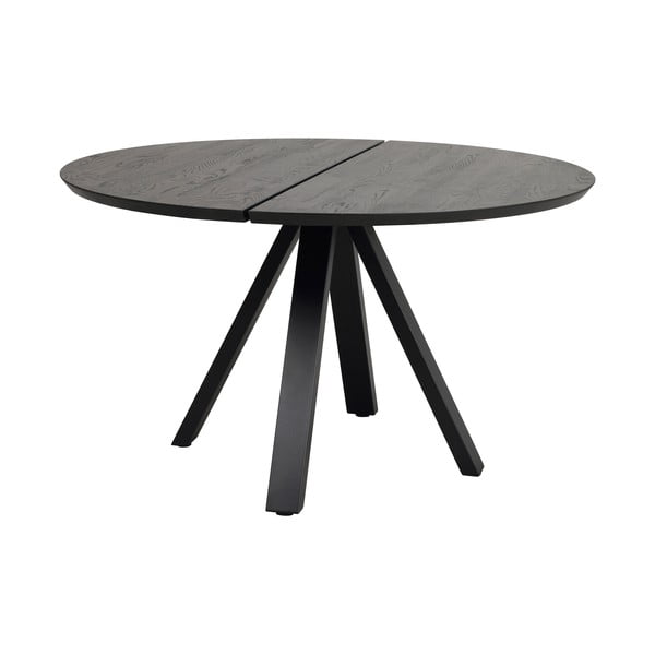 Apvalios formos valgomojo stalas juodos spalvos su ąžuolo masyvo stalviršiu ø 130 cm Carradale – Rowico
