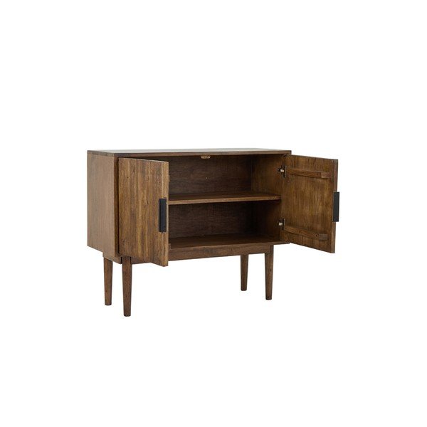 Žema šoninė spintelė iš medienos masyvo tamsiai rudos spalvos 100x80 cm Bitika – Light & Living-image-4