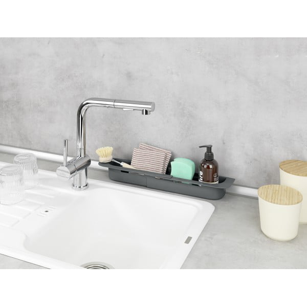 Pilkos spalvos iš plastiko ištraukiama džiovyklė kriauklei 49,5x8,5 cm Fino – Wenko-image-4