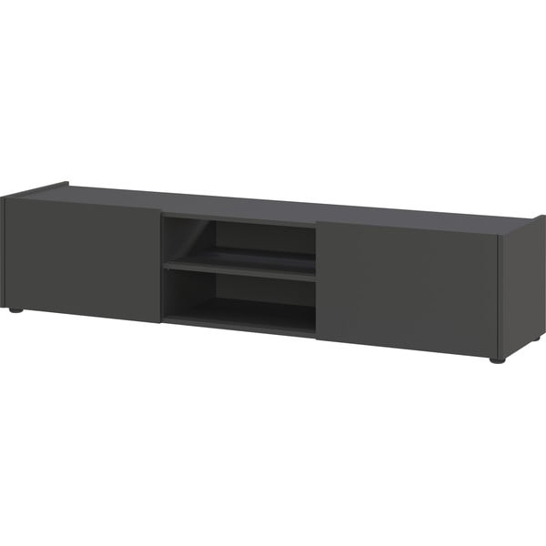 TV spintelė antracito spalvos/natūralios spalvos iš ąžuolo 164x35 cm Schlangen – Germania-image-2