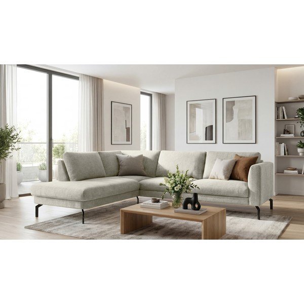 Kampinė sofa šviesiai pilkos spalvos (su kairiuoju kampu) Gomero – Scandic-image-1