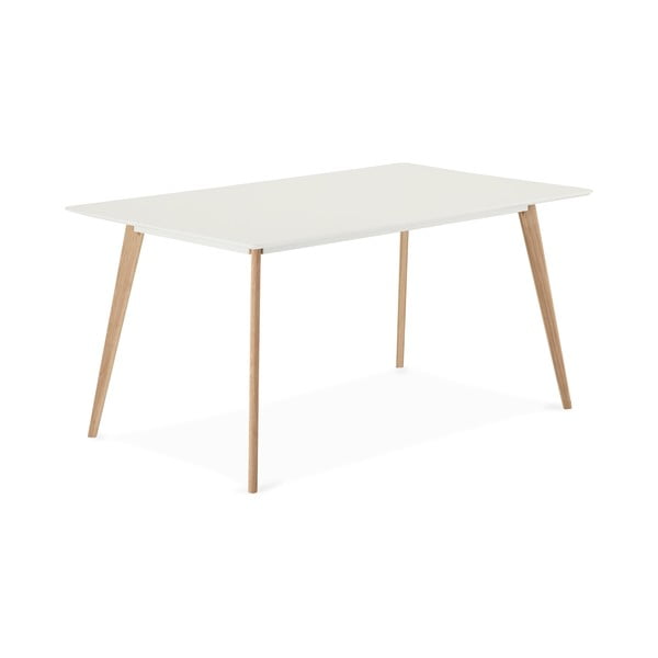 Baltas valgomojo stalas su natūraliomis kojomis "Furnhouse Life", 160 x 90 cm