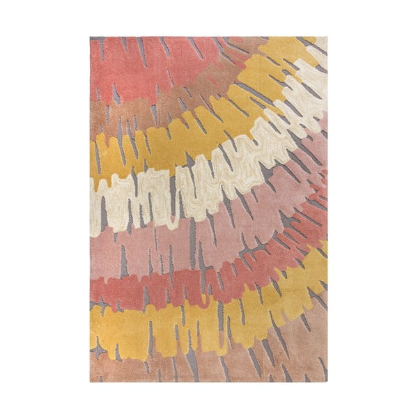 Rožinės ir geltonos spalvos kilimas Flair Rugs Woodgrain, 160 x 230 cm