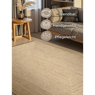 Apverčiamas/rankų darbo šviesios natūralios spalvos iš džiuto kilimas 160x230 cm Sharmila Natural White – Hanse Home