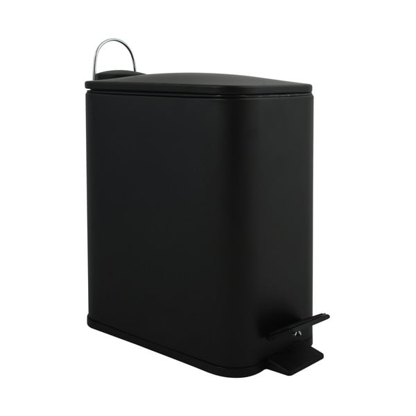 Matinės juodos spalvos iš plieno šiukšliadėžė su pedalu 5 l   Erik – Spirella