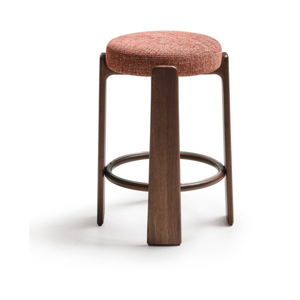 Terakotos spalvos/tamsios natūralios spalvos iš uosio masyvo baro taburetė (sėdynės aukštis 75 cm) Granite – Kave Home-image-2