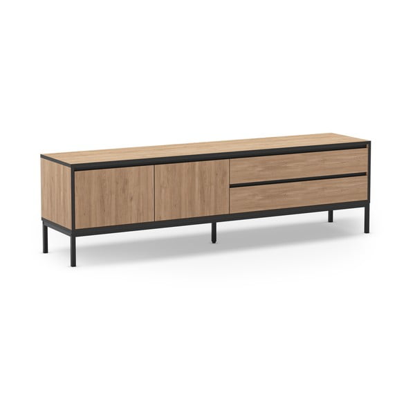 TV spintelė natūralios spalvos iš ąžuolo 180x55 cm Lorenza – Marckeric-image-2