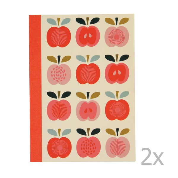 2 sąsiuvinių rinkinys su obuolių spauda "Rex London Vintage Apple