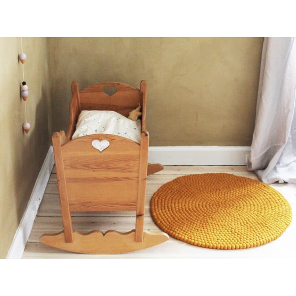 Geltonas vilnos kilimas Wooldot Ball Rugs, ⌀ 90 cm-image-2