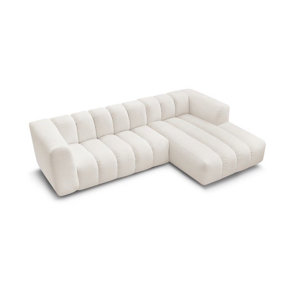 Baltos spalvos kampinė sofa (su dešiniuoju kampu/su gultu) Talia – Bobochic Paris-image-4
