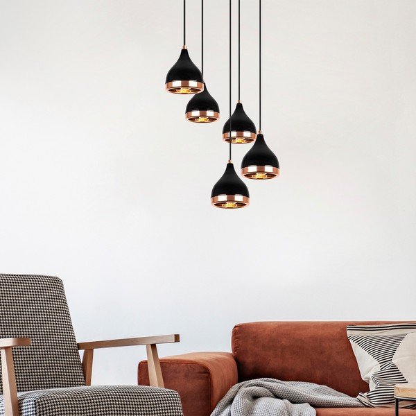 Kabantis šviestuvas juodos spalvos/vario spalvos ø 43 cm su metaliniu gaubtu Yildo – Opviq lights-image-4