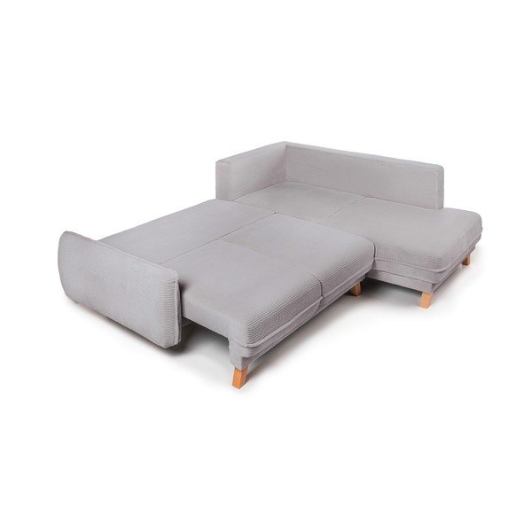 Šviesiai pilkos spalvos sulankstoma/su sandėliavimo vieta kampinė sofa iš kordinio velveto (su kairiuoju kampu/„L“ formos) Tori – Bonami Selection-image-3