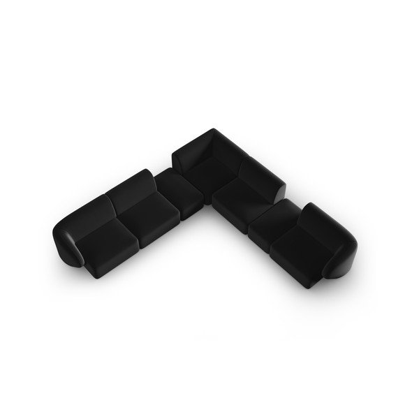 Juodos spalvos iš velveto kampinė sofa Paolo – Milo Casa-image-1