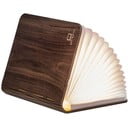 Tamsiai ruda maža knygos formos LED stalinė lempa iš graikinio riešuto medienos Gingko Booklight