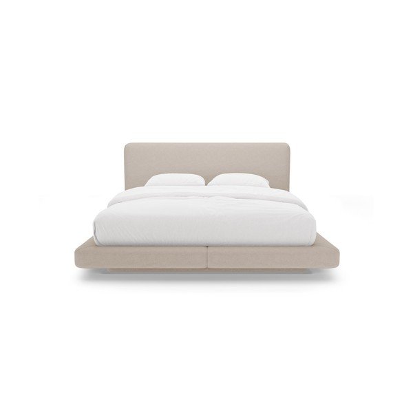 Šviesiai rudos spalvos dvigulė lova audiniu dengta 160x200 cm Linea – Micadoni -image-3