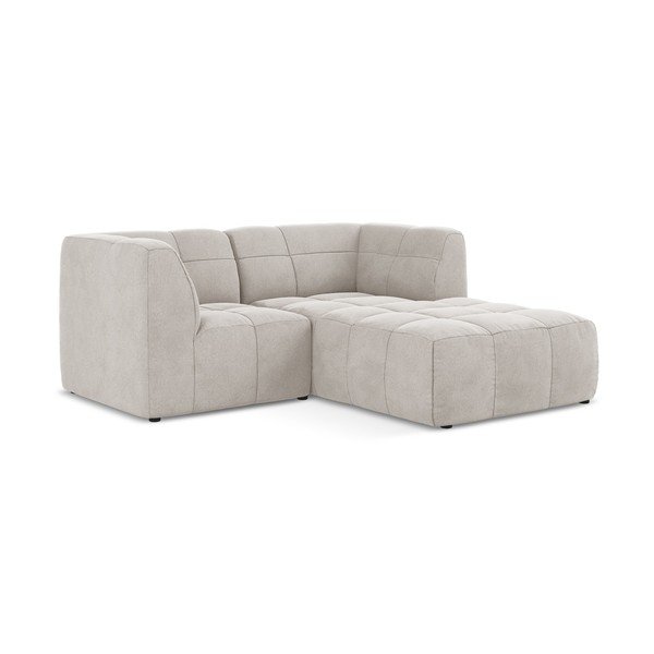Smėlio spalvos kampinė sofa iš velveto (su dešiniuoju kampu/su gultu) Aloha – Makamii-image-2