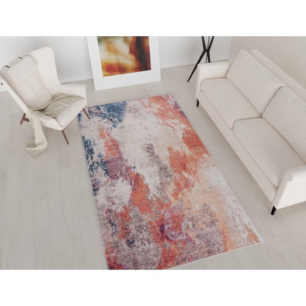 Raudonas ir mėlynas plaunamas kilimas 80x50 cm - Vitaus-image-1