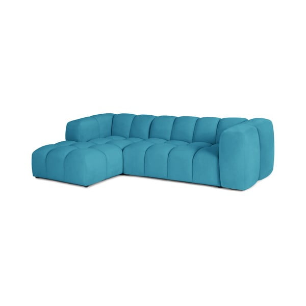 Turkio spalvos iš velveto kampinė sofa (su kairiuoju kampu/su gultu) Cube – Bonami Selection-image-2