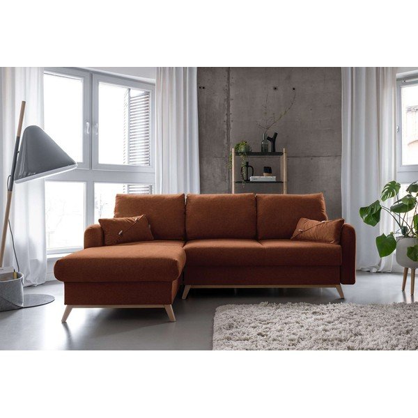 Oranžinės spalvos sofa-lova Miuform Scandic Lagom, kairysis kampas-image-1
