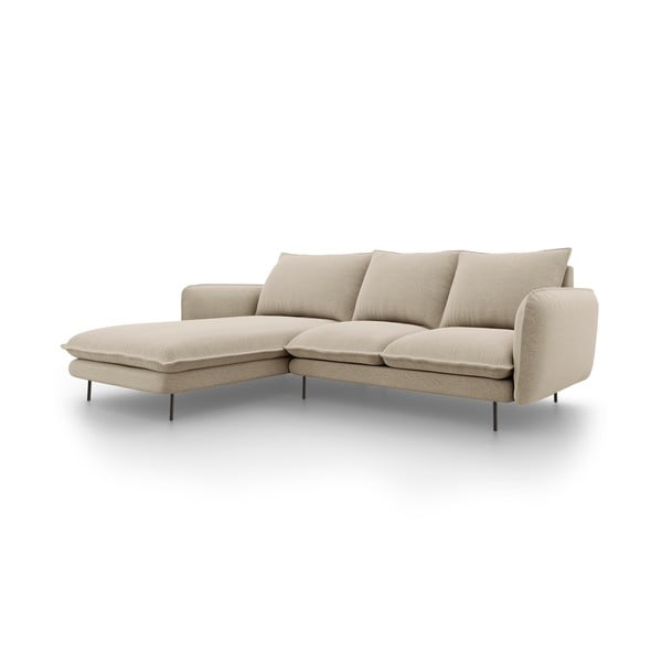 Smėlio spalvos kampinė sofa Cosmopolitan Design Vienna, kampas kairėje