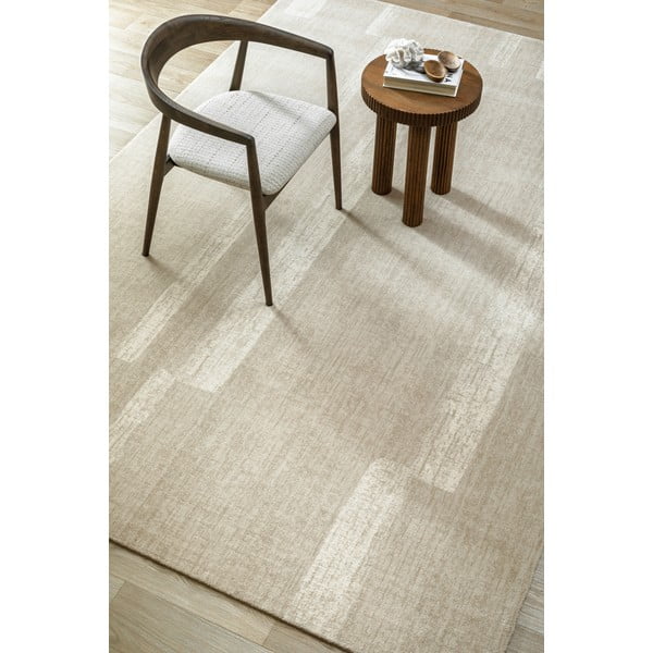 Pilkai smėlinės spalvos iš vilnos kilimas 133x190 cm Agnus Brush Lines – Agnella-image-2