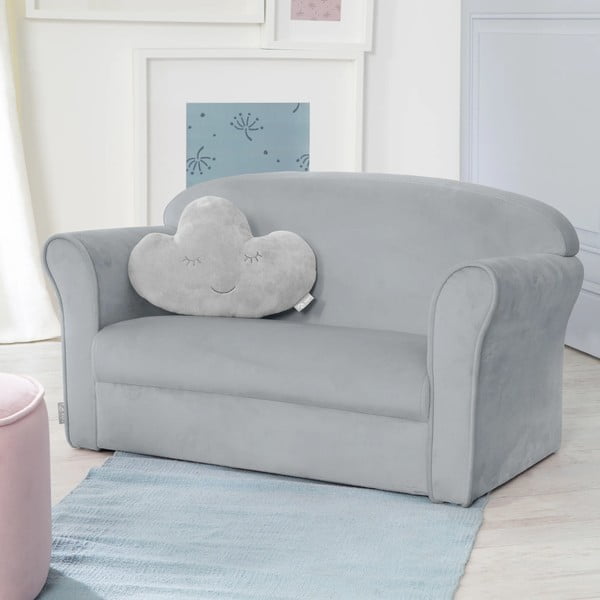 Vaikiška sofa šviesiai pilkos spalvos iš velveto 78 cm Lil Sofa – Roba-image-1