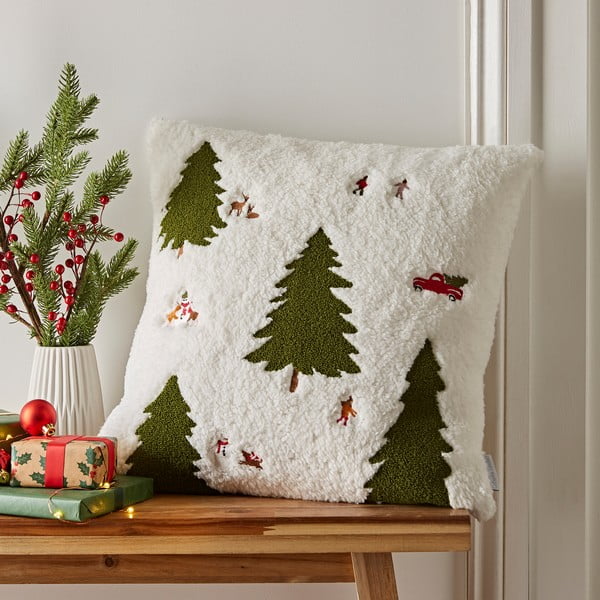Iš boucle dekoratyvinė pagalvėlė su Kalėdų motyvu 45x45 cm Christmas Tree – Catherine Lansfield-image-1