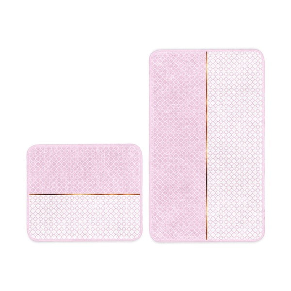 Vonios kilimėliai rožinės spalvos 2 vnt. 60x100 cm – Mila Home