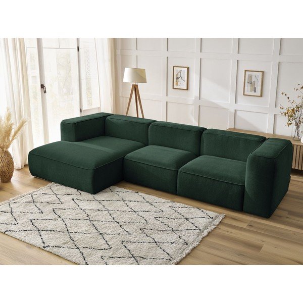Iš boucle kampinė sofa tamsiai žalios spalvos (su kairiuoju kampu) Zephyr – Bobochic Paris-image-1