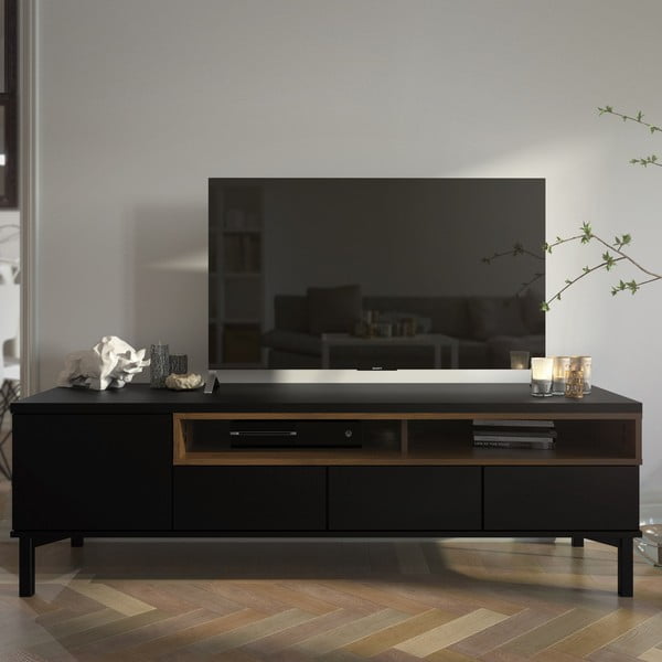 Juodos spalvos TV spintelė 156x48x48 cm Roomers – Tvilum-image-2