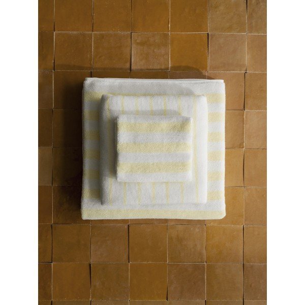 Šviesiai geltonos spalvos/baltos spalvos iš frote audinio iš organiškos medvilnės rankšluosčiai 2 vnt. 30x50 cm Arto – Blomus-image-1