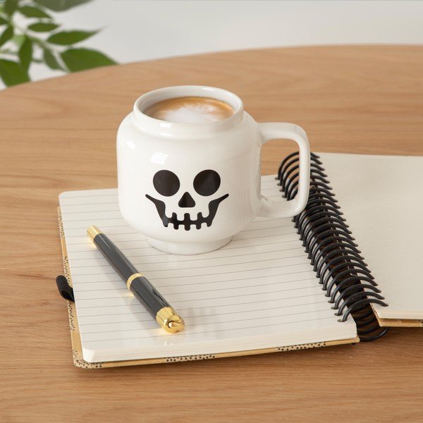 Baltos spalvos iš keramikos vaikiškas puodelis latte kavai 255 ml Skeleton – LEGO®-image-1