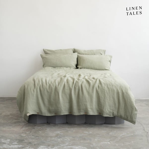 Šviesiai žalios spalvos lininė patalynė dvigulei lovai 200x200 cm - Linen Tales