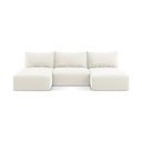 Kreminės spalvos sulankstoma/su sandėliavimo vieta kampinė sofa iš velveto („U“ formos) Kalena – Makamii
