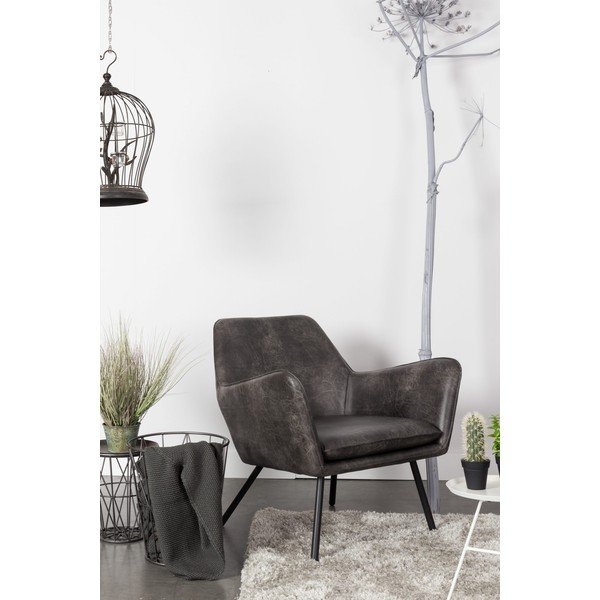 Pilkas fotelis White Label Bon-image-1