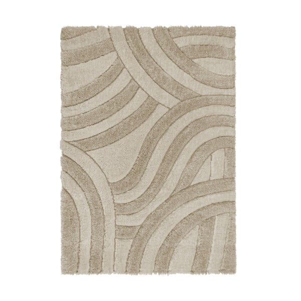 Rankų darbo iš perdirbto pluošto kilimas smėlio spalvos 120x170 cm Velvet – Flair Rugs