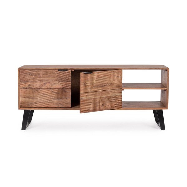 Natūralios spalvos iš akacijos masyvo TV spintelė 145x60x40 cm Isar – Bizzotto-image-2