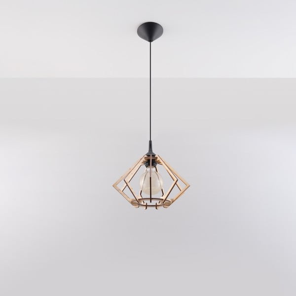Kabantis šviestuvas natūralios spalvos ø 27,5 cm su mediniu gaubtu Toranja – Nice Lamps