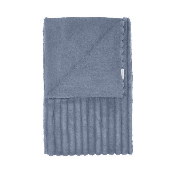 Mėlynos spalvos iš mikropliušo antklodė ir pledas 130x170 cm Cosy Ribbed – Catherine Lansfield