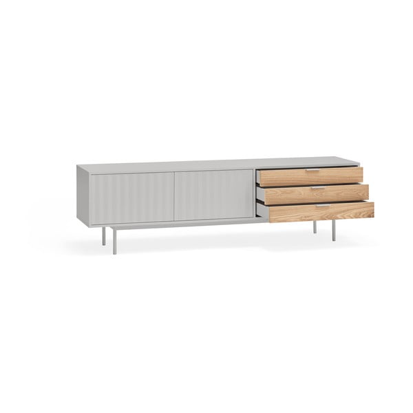 TV spintelė pilkos spalvos/natūralios spalvos iš ąžuolo 180x52 cm Sierra – Teulat-image-3