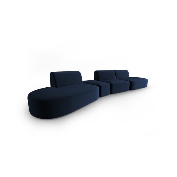 Mėlynos spalvos iš velveto sofa su kairiuoju kampu 428 cm Paolo – Milo Casa-image-2