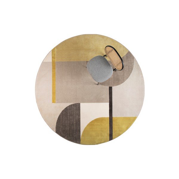 Geltonos ir pilkos spalvos kilimas Zuiver Hilton, ø 240 cm-image-3