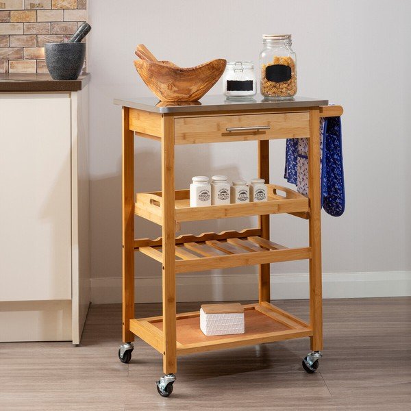 Iš bambuko vežimėlis ant ratukų 41x58 cm Harlow – Premier Housewares-image-1