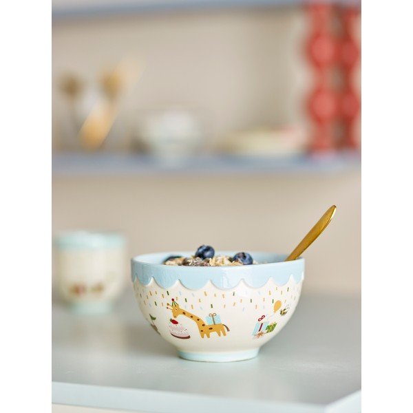 Šviesiai mėlynos spalvos/kreminės spalvos iš akmens masės vaikiškas dubuo ø 13,5 cm Celebrate – Bloomingville Mini-image-1