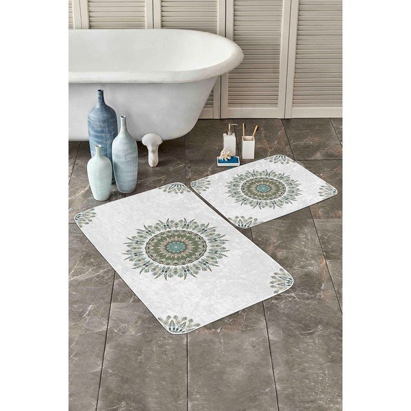 Vonios kilimėliai baltos spalvos 2 vnt. 60x100 cm – Mila Home-image-1